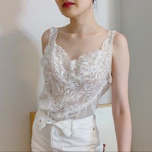 Vintage White Lace Camisole Nylon Top